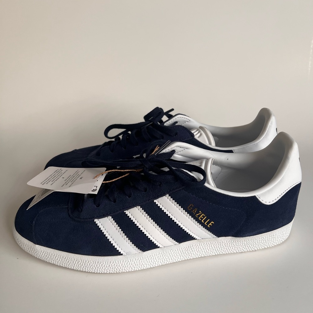 Adidas Women's Dark Blue and White Sneakers - Picture 4 of 8